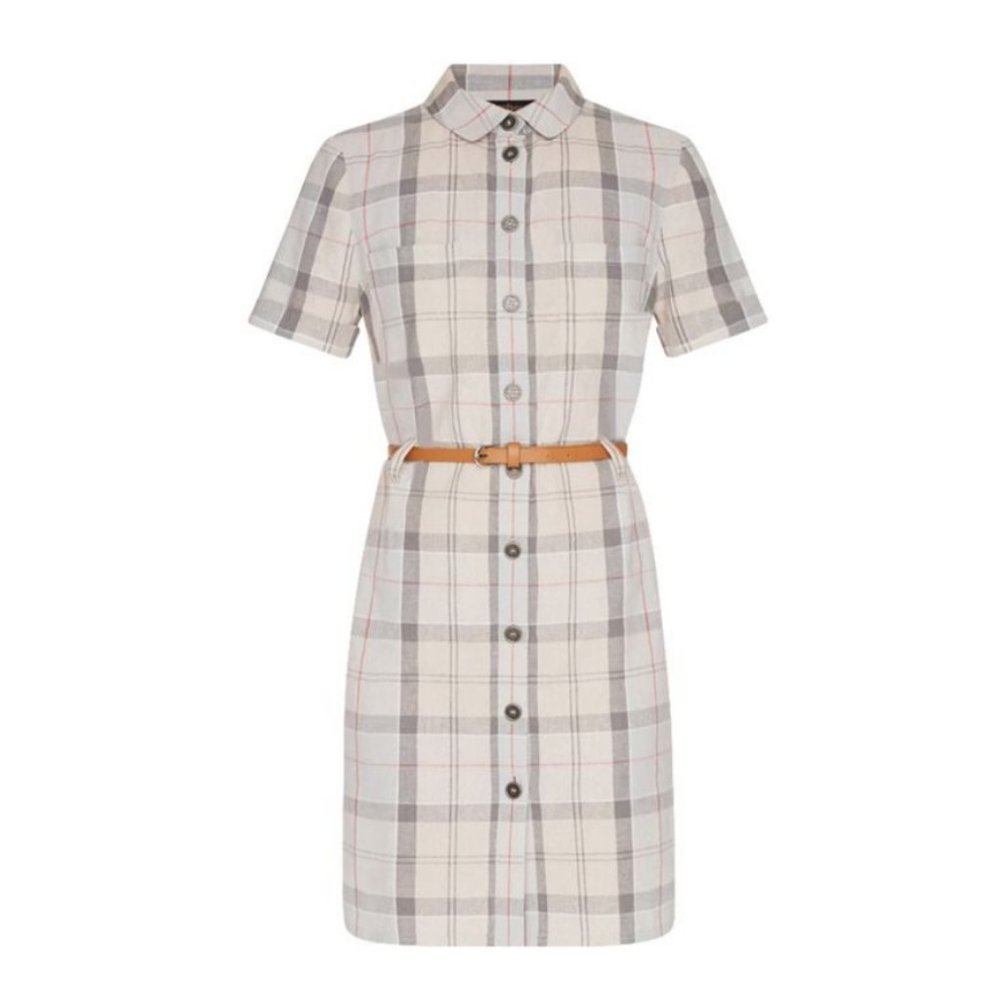 Barbour Glaisnock Linen Blend Tartan Plaid Dress 6 - Picture 4 of 12